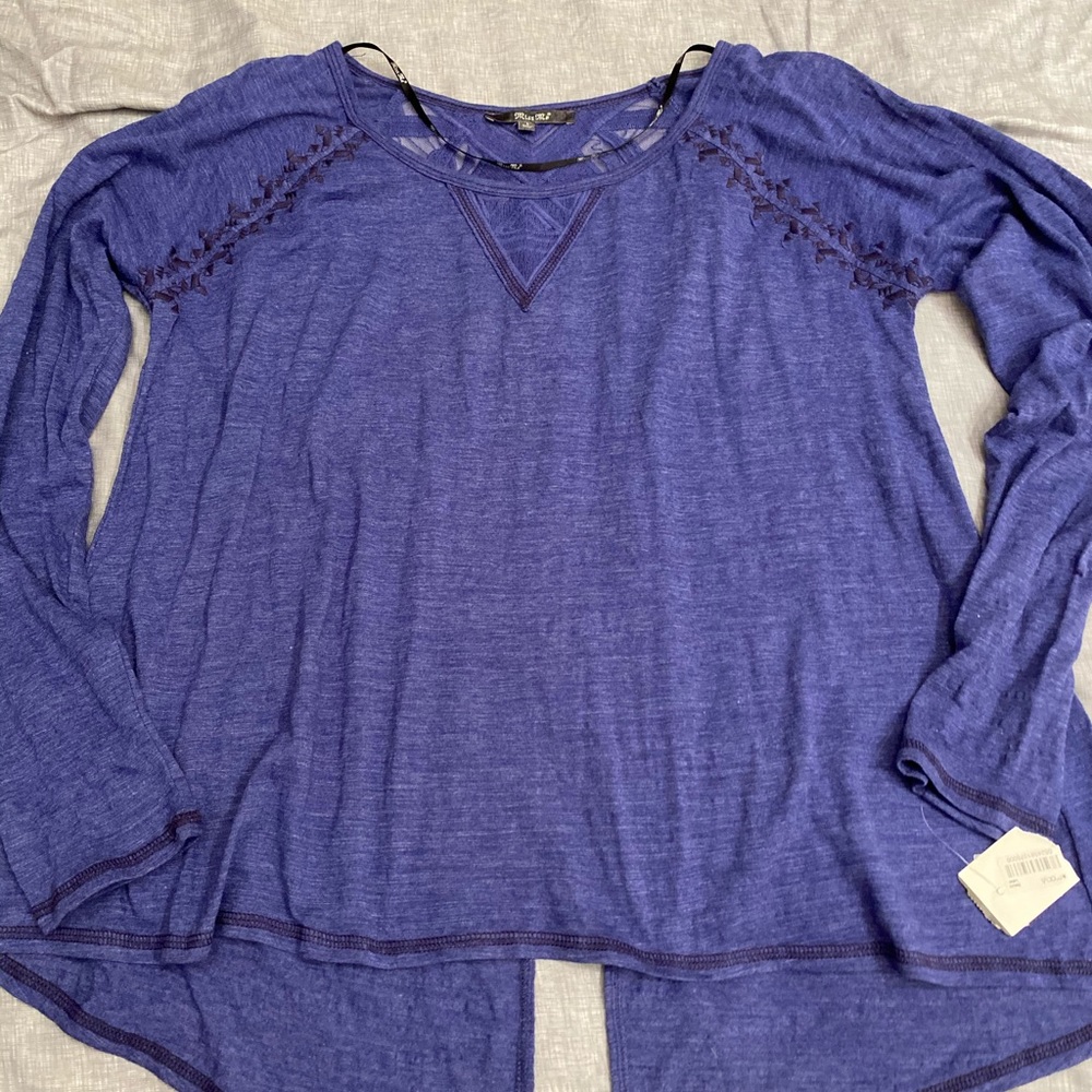 Miss Me Blue Long Sleeve Top - Split Back M & L